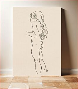 Πίνακας, Standing Nude Girl, Facing Left (1918) by Egon Schiele