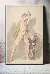Πίνακας, Standing Nude Man Supporting Fainting Female (Ludovisi Gaul in the Uffizi) by Thomas Rowlandson