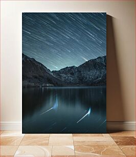 Πίνακας, Star Trails Over Mountain Lake Αστρικά μονοπάτια πάνω από τη λίμνη του βουνού