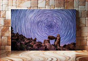 Πίνακας, Star Trails Over Rocky Landscape Αστρικά μονοπάτια πάνω από το βραχώδες τοπίο