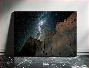 Πίνακας, Starlit Cliff Under a Starry Sky Αστρόφωτος γκρεμός κάτω από έναν έναστρο ουρανό