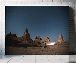 Πίνακας, Starlit Desert Landscape Τοπίο της ερήμου με ένα αστέρια