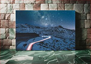 Πίνακας, Starry Night in Snow-Covered Mountains Έναστρη Νύχτα σε Χιονισμένα Βουνά