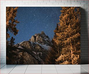 Πίνακας, Starry Night over Mountain Landscape Έναστρη νύχτα πάνω από το ορεινό τοπίο