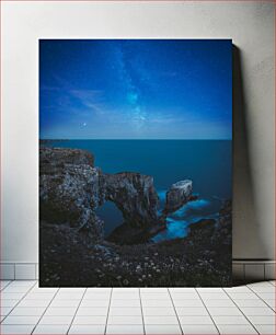 Πίνακας, Starry Night Over Ocean Cliffs Έναστρη νύχτα πάνω από τους βράχους του ωκεανού