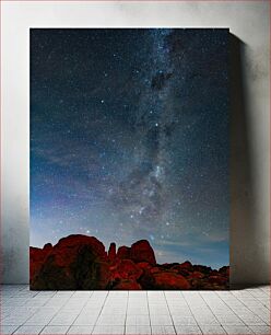 Πίνακας, Starry Night Over Rocky Landscape Έναστρη Νύχτα Πάνω από Βραχώδες Τοπίο