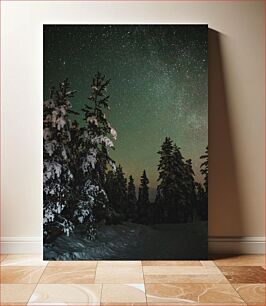 Πίνακας, Starry Night Over Snowy Forest Έναστρη νύχτα πάνω από το χιονισμένο δάσος