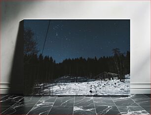 Πίνακας, Starry Night over Snowy Forest Έναστρη Νύχτα πάνω από το Χιονισμένο Δάσος