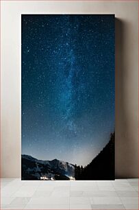 Πίνακας, Starry Night Sky Over Mountains Έναστρος νυχτερινός ουρανός πάνω από τα βουνά