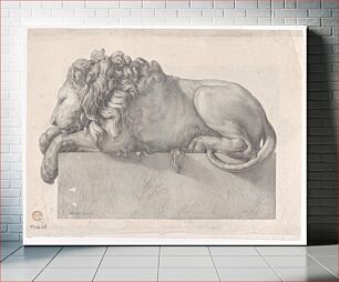 Πίνακας, Statue of a recumbent lion by Anonymous