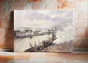 Πίνακας, Steamboats in the Port of Rouen (1896) by Camille Pissarro