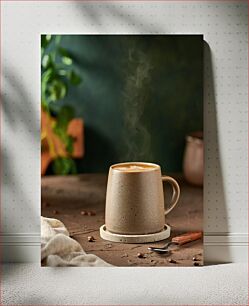 Πίνακας, Steaming Coffee Mug on Table Κούπα καφέ στον ατμό στο τραπέζι