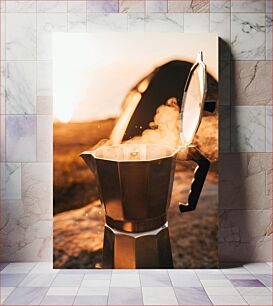 Πίνακας, Steaming Moka Pot at Sunrise Steaming Moka Pot στο Sunrise