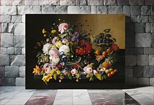 Πίνακας, Still Life: Flowers and Fruit(ca. 1850–1855) in high resolution by Severin Roesen