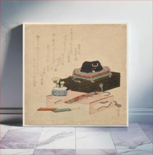 Πίνακας, Still-life with a Ceramic Stroking-Ox (Nade-ushi) (1829) by Keisai Eisen