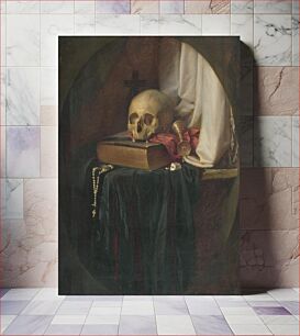 Πίνακας, Still life with a skull and a book, Gyula Benczúr