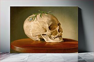 Πίνακας, Still life with a skull and a forget-me-not (1860) oil painting by František Klimkovič