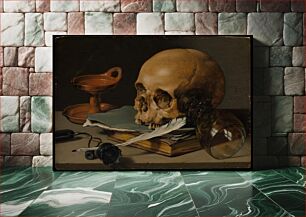 Πίνακας, Still Life with a Skull and a Writing Quill (1628) by Pieter Claesz