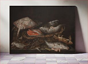 Πίνακας, Still Life with Fish on a Stone Table by Abraham Van Beijeren