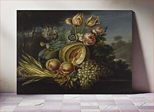 Πίνακας, Still Life with Fruit and Flowers, Cornelius De Beet