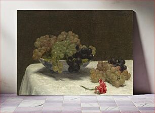 Πίνακας, Still Life with Grapes and a Carnation (1880) by Henri Fantin-Latour