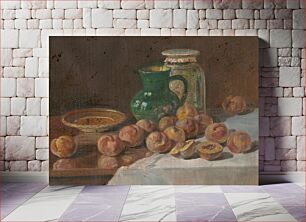 Πίνακας, Still life with peaches, Gustav Adolf Obendorf