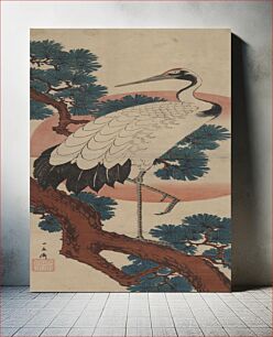 Πίνακας, Stork on a pine branch, 1830 - 1850, by Utagawa Hiroshige