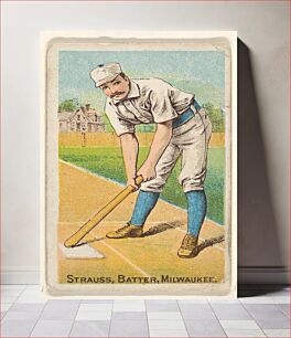 Πίνακας, Strauss, Batter, Milwaukee baseball card (1887) from the Gold Coin series (N284) for Gold Coin Chewing Tobacco by D. Buchner & Co., New York