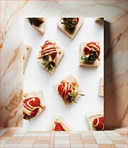 Πίνακας, Strawberries on Desserts Φράουλες σε Επιδόρπια