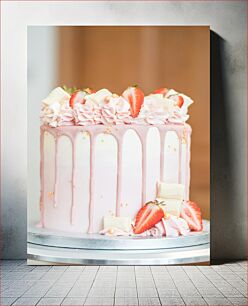 Πίνακας, Strawberry Decorated Cake Τούρτα διακοσμημένο με φράουλα