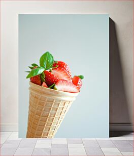 Πίνακας, Strawberry Ice Cream Cone Χωνάκι παγωτό φράουλα