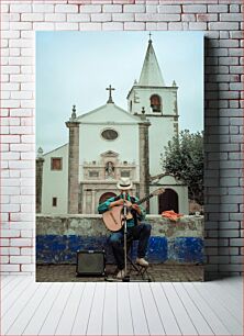 Πίνακας, Street Musician in Front of Church Μουσικός του δρόμου μπροστά από την εκκλησία