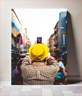 Πίνακας, Street Photography with Yellow Hat Φωτογραφία δρόμου με κίτρινο καπέλο