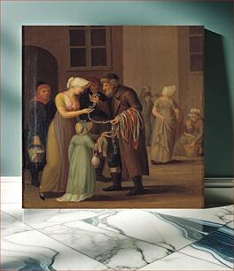 Πίνακας, Street scene in Copenhagen around the year 1800. The Whipped Jew sells lace to a young girl by unknown