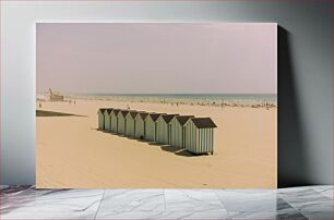 Πίνακας, Striped Beach Huts on a Sunny Day Ριγέ καλύβες στην παραλία μια ηλιόλουστη μέρα