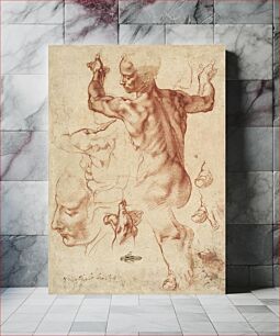 Πίνακας, Studies for the Libyan Sibyl (recto); Studies for the Libyan Sibyl and a small Sketch for a Seated Figure (verso) (ca. 1510–1511) by Michelangelo Buonarroti