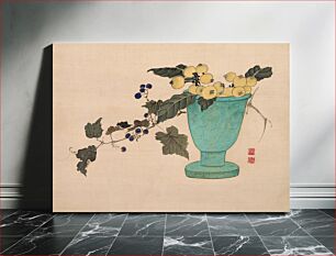 Πίνακας, Studies from Nature: Plants, Fish, and Birds (Vase with Loquats) during first half 19th century by Urakami Shunkin