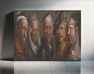 Πίνακας, Studies of five heads after Rembrandt