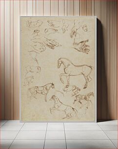 Πίνακας, Studies of Horses, Hands, and Feet (recto); Studies of Heads and Figures (verso)