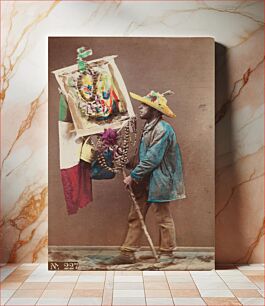 Πίνακας, Studio Portrait: Man Holding Decorative Stick with Italian Flag, Naples