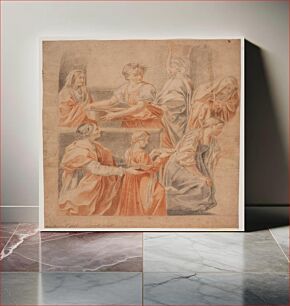 Πίνακας, Study after Guido Reni's fresco in the Cappella dell' Annunciazione, Palazzo Quirinale, Rome.(Birth of Mary, left side) by Hendrik Krock