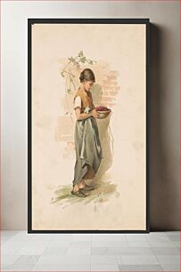Πίνακας, Study. Girl carrying dish of berries / LBH [monogram] ; after Miss L.B. Humphrey