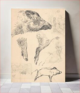 Πίνακας, Study of a boar and figural sketches by Arnold Peter Weisz Kubínčan