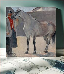 Πίνακας, Study of a gray horse with a coachman by Jozef Hanula