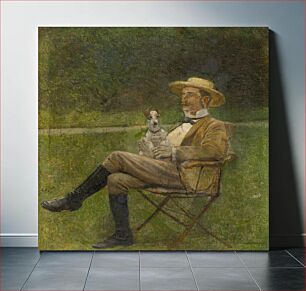 Πίνακας, Study of a seated man with a dog by László Mednyánszky