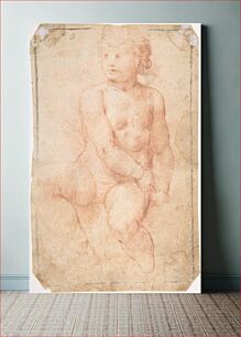 Πίνακας, Study of a Seated Putto Looking at His Right (recto); A Woman's Head, Study after the Antique (verso) by Anonymous
