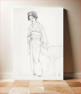 Πίνακας, Study of a standing woman stroking a deer during early 20th century by Goyō Hashiguchi