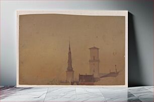 Πίνακας, Study of church towers at Petri Church and Church of Our Lady by Vilhelm Petersen