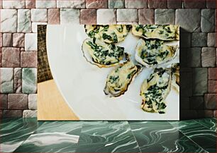 Πίνακας, Stuffed Oysters on a Plate Γεμιστά στρείδια σε ένα πιάτο