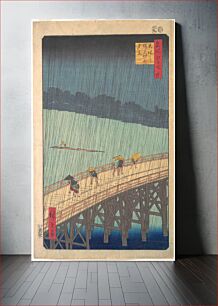 Πίνακας, Sudden Shower over Shin-Ōhashi Bridge and Atake (Ōhashi Atake no yūdachi), from the series One Hundred Famous Views of Edo (Meisho Edo hyakkei) by Utagawa Hiroshige